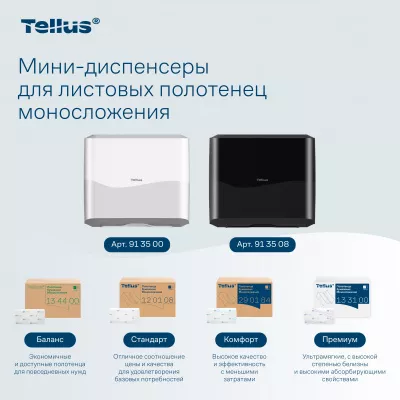 913508 HT3 Диспенсер-мини для листовых полотенец Tellus моносложения, черный