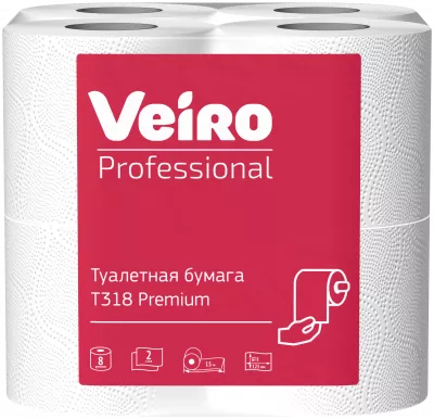 T318 Veiro Professional Premium Туалетная бумага, 2 слоя, 48 рулонов по 15 метров