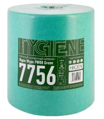 7756 Higen PW80 Green Нетканый материал для интенсивной очистки,зеленый,300*380мм,300 лст.*рул.