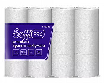 10900979 SoffiPro Туалетная бумага 3сл 15м (8пач*12рул)