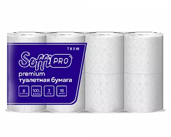 10900976 SoffiPro Туалетная бумага 3сл 18м (5пач*8рул)