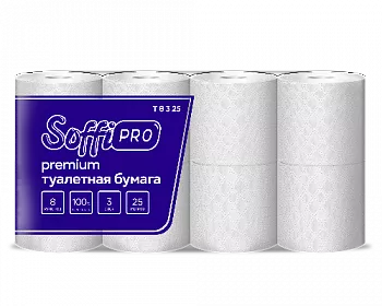 10900974 SoffiPro Туалетная бумага 3сл 25м (5пач*8рул)