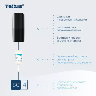 954108 SC4 Диспенсер для мыла-пены сенсорный, черный Tellus
