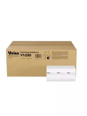 V1-250 Veiro Professional Lite Полотенца для рук в листах V-сложения, 1-слойные, 20 пачек по 250 листов