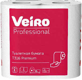 T316 Veiro Professional Туалетная бумага 2-слоя, D 135 мм, 400 листов, 125*95 мм, 12 рул*50 метров