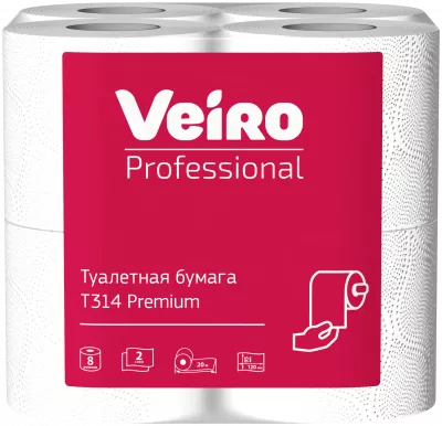 T314 Veiro Professional Туалетная бумага в рулонах 2-сл, D105мм, 160 лист, 125*95мм, 48 рул*20 м