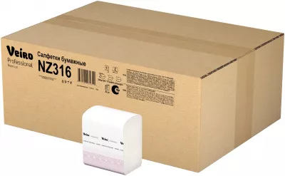 NZ316 Veiro Professional Premium Салфетки бумажные Z-сложение 1 слой, (42пачки*250 листов)