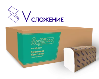 10901423 SoffiPro Полотенца листовые V-сложение, 1сл, 21*23см (20пач*250лист)